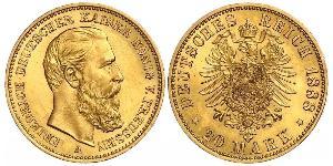 20 Mark Reino de Prusia (1701-1918) Oro Federico III de Alemania (1831-1888)