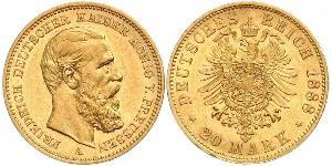 20 Mark Reino de Prusia (1701-1918) Oro Federico III de Alemania (1831-1888)