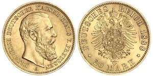 20 Mark Reino de Prusia (1701-1918) Oro Federico III de Alemania (1831-1888)