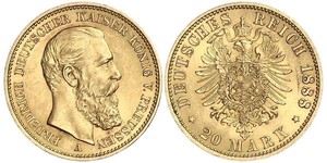 20 Mark Reino de Prusia (1701-1918) Oro Federico III de Alemania (1831-1888)