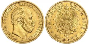 20 Mark Reino de Prusia (1701-1918) Oro Wilhelm I, German Emperor (1797-1888)