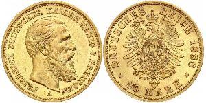 20 Mark Reino de Prusia (1701-1918) Oro Federico III de Alemania (1831-1888)