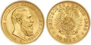 20 Mark Reino de Prusia (1701-1918) Oro Federico III de Alemania (1831-1888)