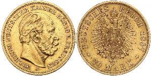 20 Mark Reino de Prusia (1701-1918) Oro Wilhelm I, German Emperor (1797-1888)