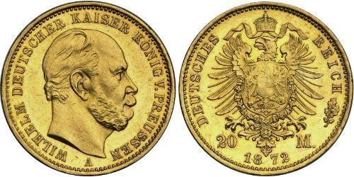 20 Mark Reino de Prusia (1701-1918) Oro Wilhelm I, German Emperor (1797-1888)