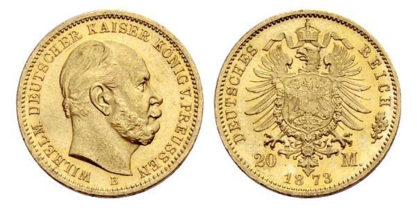 20 Mark Reino de Prusia (1701-1918) Oro Wilhelm I, German Emperor (1797-1888)