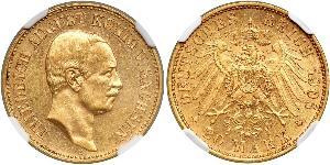 20 Mark Reino de Sajonia (1806 - 1918) Oro Federico Augusto III de Sajonia (1865-1932)