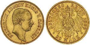 20 Mark Reino de Sajonia (1806 - 1918) Oro Federico Augusto III de Sajonia (1865-1932)