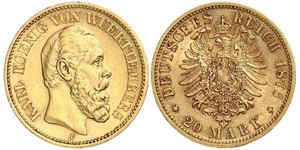 20 Mark Reino de Wurtemberg (1806-1918) Oro Carlos I de Wurtemberg