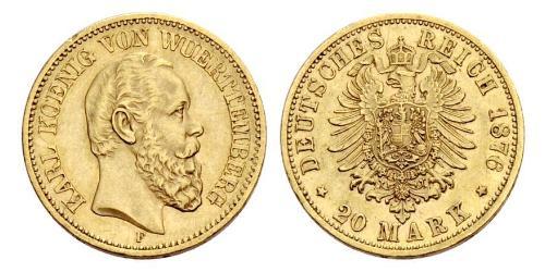 20 Mark Reino de Wurtemberg (1806-1918) Oro Carlos I de Wurtemberg