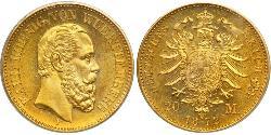 20 Mark Stati federali della Germania Oro Karl Friedrich Alexander (1823 - 1864)