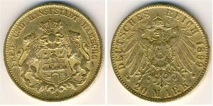 20 Mark Stati federali della Germania Oro 