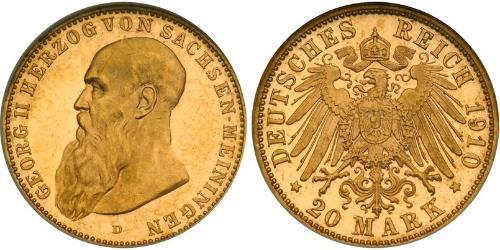 20 Mark Stati federali della Germania Oro Giorgio II di Sassonia-Meiningen