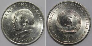 20 Mark República Democrática Alemana (1949-1990) Plata Ernst Thälmann