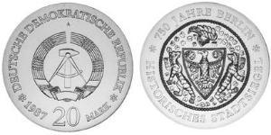 20 Mark República Democrática Alemana (1949-1990) Plata 