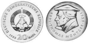 20 Mark República Democrática Alemana (1949-1990) Plata 