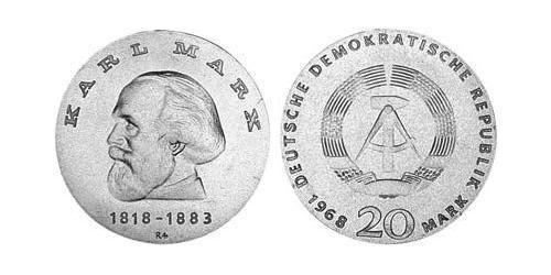20 Mark República Democrática Alemana (1949-1990) Plata 