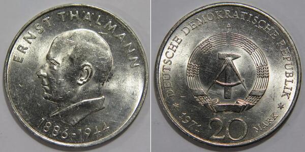 20 Mark German Democratic Republic (1949-1990) Silver Ernst Thälmann