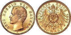 20 Марка Королевство Бавария (1806 - 1918) Золото Отто I (король Баварии)(1848 – 1916)