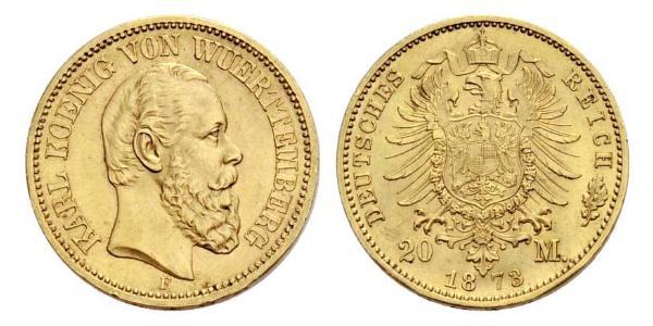 20 Mark Kingdom of Württemberg (1806-1918) 金 