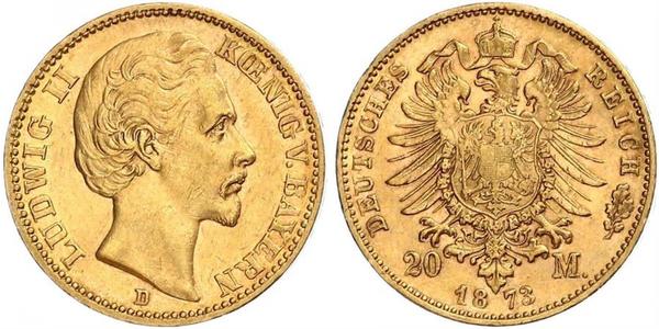 20 Mark 巴伐利亞王國 (1806 - 1918) 金 路德维希一世 (巴伐利亚)