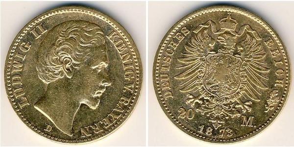 20 Mark 巴伐利亞王國 (1806 - 1918) 金 路德维希一世 (巴伐利亚)