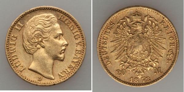 20 Mark 巴伐利亞王國 (1806 - 1918) 金 路德维希一世 (巴伐利亚)