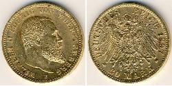 20 Mark 巴登大公國 (1806 - 1918) 金 