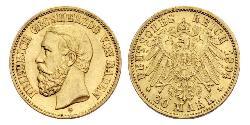 20 Mark 巴登大公國 (1806 - 1918) 金 弗里德里希一世 (巴登)
