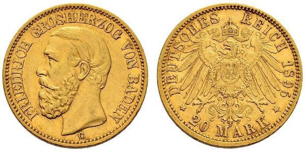 20 Mark 巴登大公國 (1806 - 1918) 金 弗里德里希一世 (巴登)