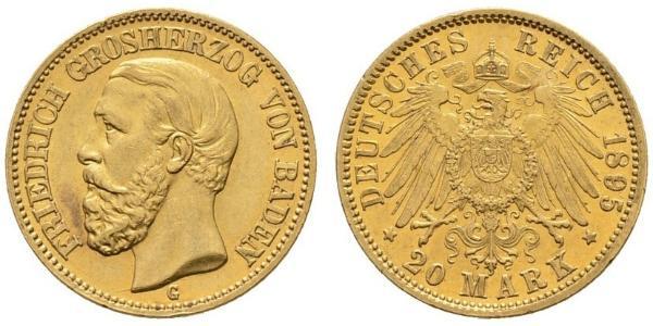 20 Mark 巴登大公國 (1806 - 1918) 金 弗里德里希一世 (巴登)