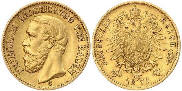20 Mark 巴登大公國 (1806 - 1918) 金 弗里德里希一世 (巴登)