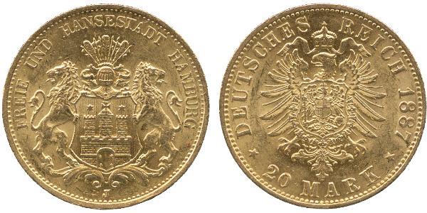 20 Mark 德意志帝國 (1871 - 1918) 金 