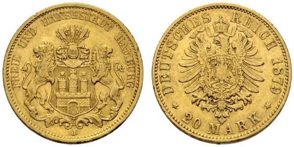 20 Mark 德意志帝國 (1871 - 1918) 金 