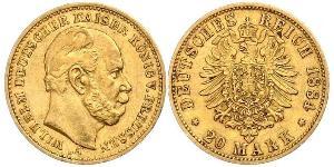 20 Mark 普魯士王國 (1701 - 1918) 金 威廉一世 (德国)
