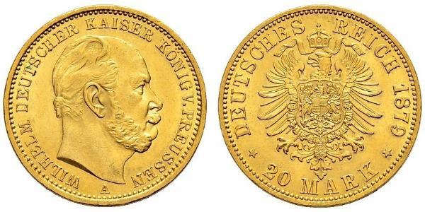 20 Mark 普魯士王國 (1701 - 1918) 金 威廉一世 (德国)