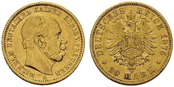 20 Mark 普魯士王國 (1701 - 1918) 金 威廉一世 (德国)