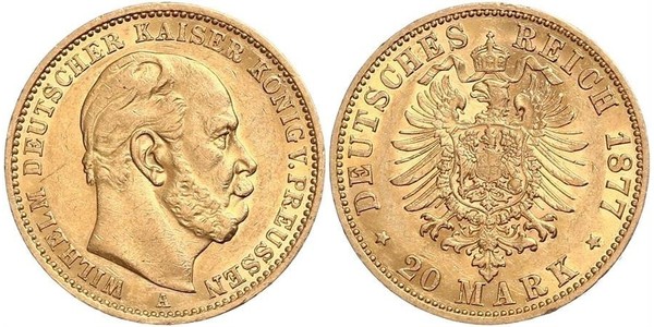 20 Mark 普魯士王國 (1701 - 1918) 金 威廉一世 (德国)