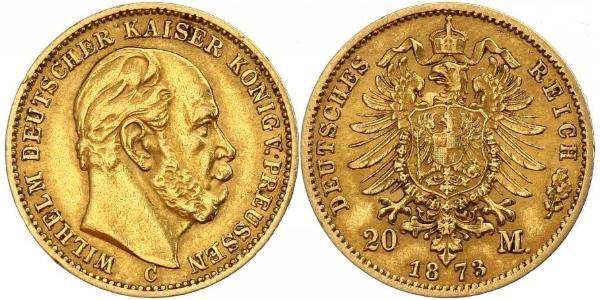 20 Mark 普魯士王國 (1701 - 1918) 金 威廉一世 (德国)