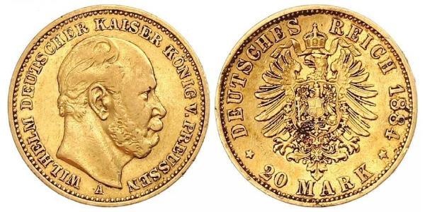 20 Mark 普魯士王國 (1701 - 1918) 金 威廉一世 (德国)