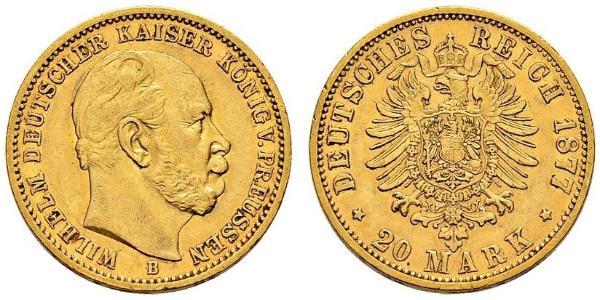 20 Mark 普魯士王國 (1701 - 1918) 金 威廉一世 (德国)