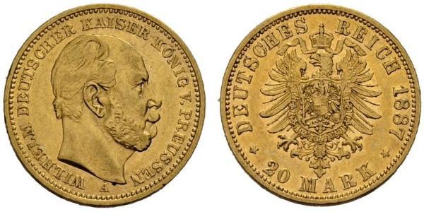 20 Mark 普魯士王國 (1701 - 1918) 金 威廉一世 (德国)
