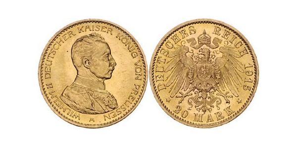 20 Mark 普魯士王國 (1701 - 1918) 金 威廉二世 (德国)