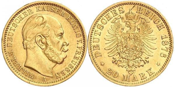 20 Mark 普魯士王國 (1701 - 1918) 金 威廉一世 (德国)