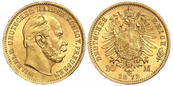 20 Mark 普魯士王國 (1701 - 1918) 金 威廉一世 (德国)