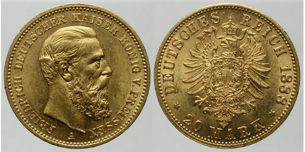 20 Mark 普魯士王國 (1701 - 1918) 金 腓特烈三世 (德国)