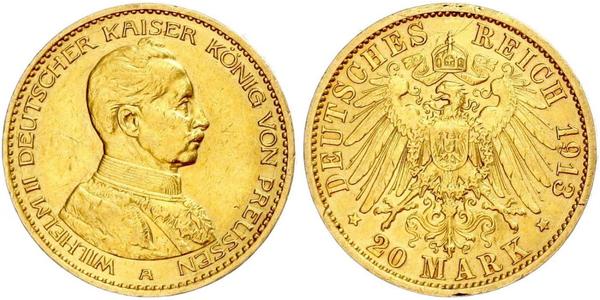 20 Mark 普魯士王國 (1701 - 1918) 金 威廉二世 (德国)