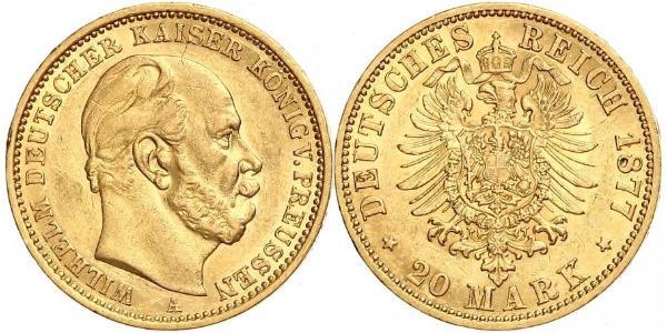 20 Mark 普魯士王國 (1701 - 1918) 金 威廉一世 (德国)