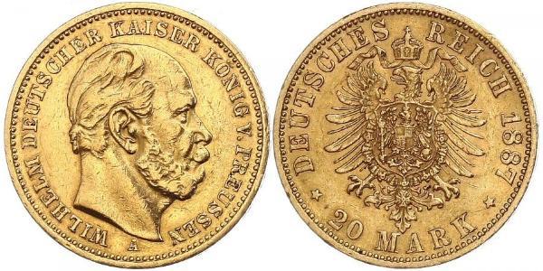 20 Mark 普魯士王國 (1701 - 1918) 金 威廉一世 (德国)