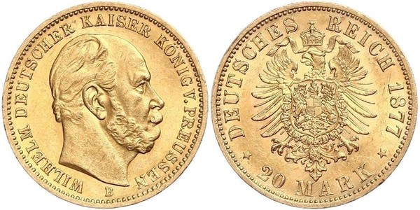 20 Mark 普魯士王國 (1701 - 1918) 金 威廉一世 (德国)